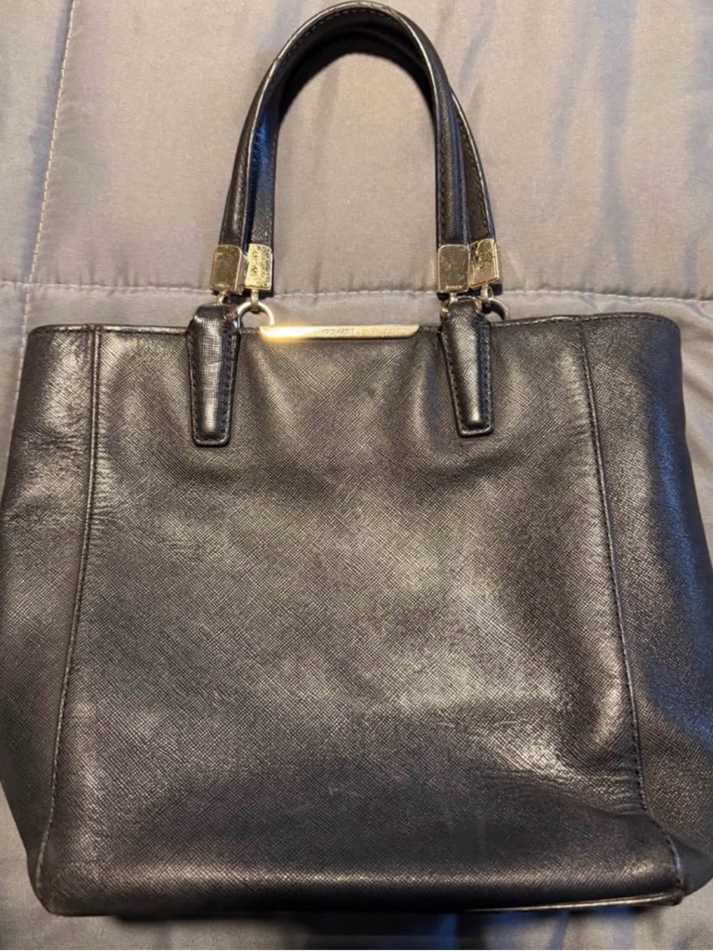 Coach Black Saffiano Leather Tote with Gold Hardware